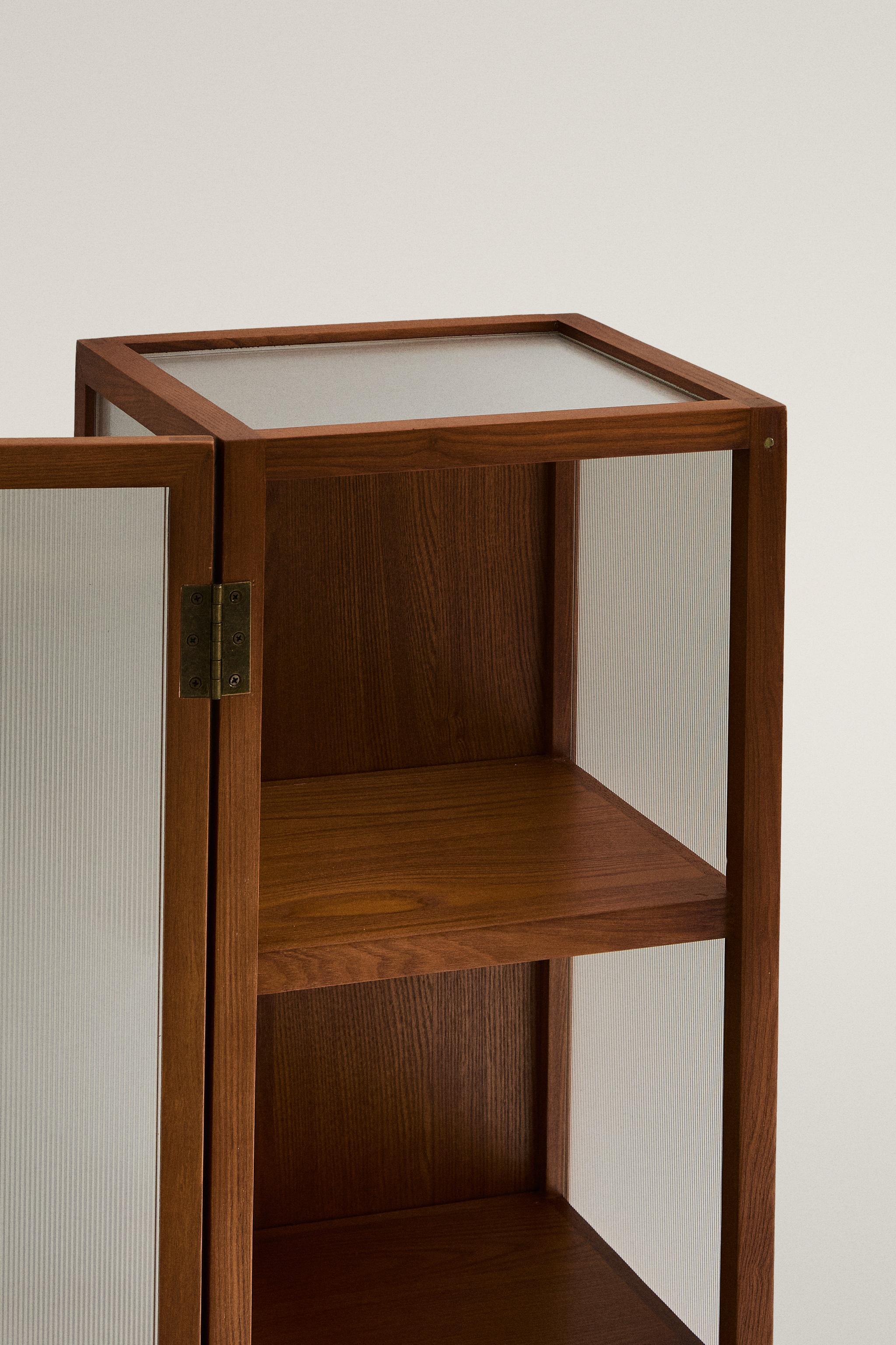 ASH WOOD DISPLAY CABINET WITH GLASS DOORS