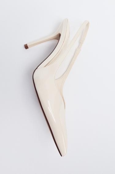 FAUX PATENT SLINGBACK HEELS - White by Zara