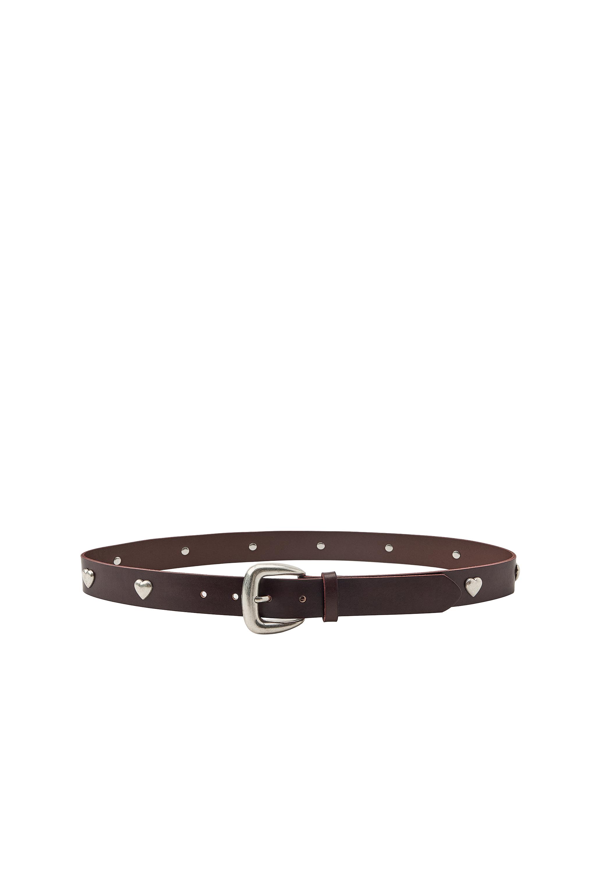 ハートスタッズ付きレザーベルト - ブラウン | ZARA Japan / 日本