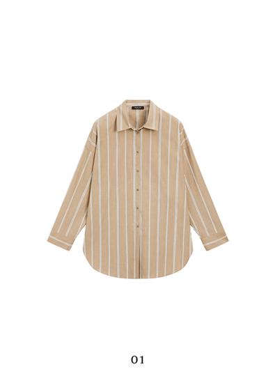 Zara Striped shirt with button detail - Brown
