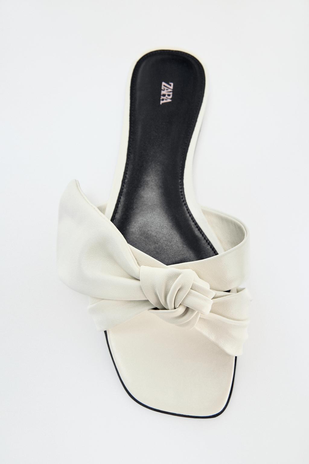 Leather Bow Flat Sandals