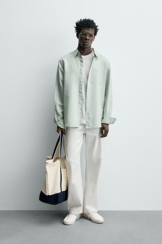 REGULAR FIT LINEN - COTTON SHIRT