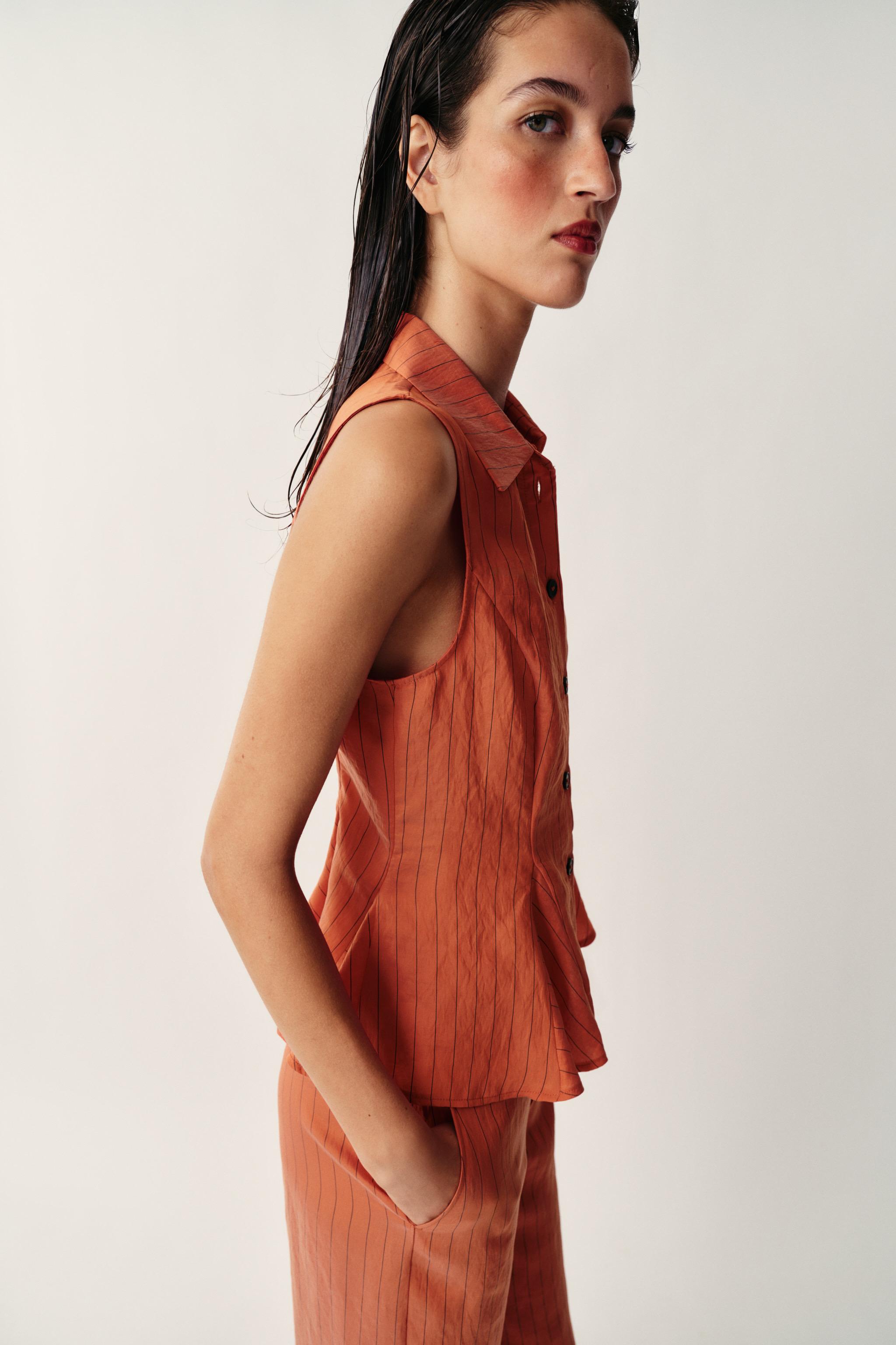 Zara Çizgili Peplum Yelek görsel 4