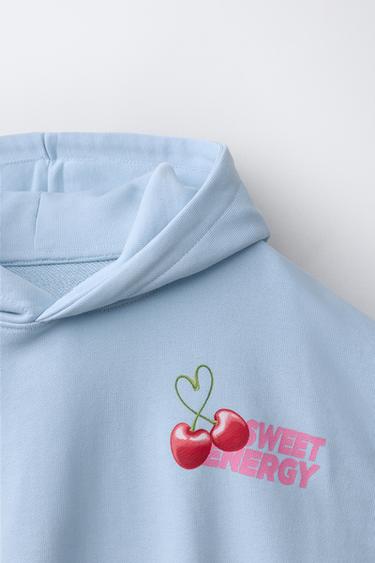 FRUIT PRINT HOODIE - Light blue by Zara - Image 2