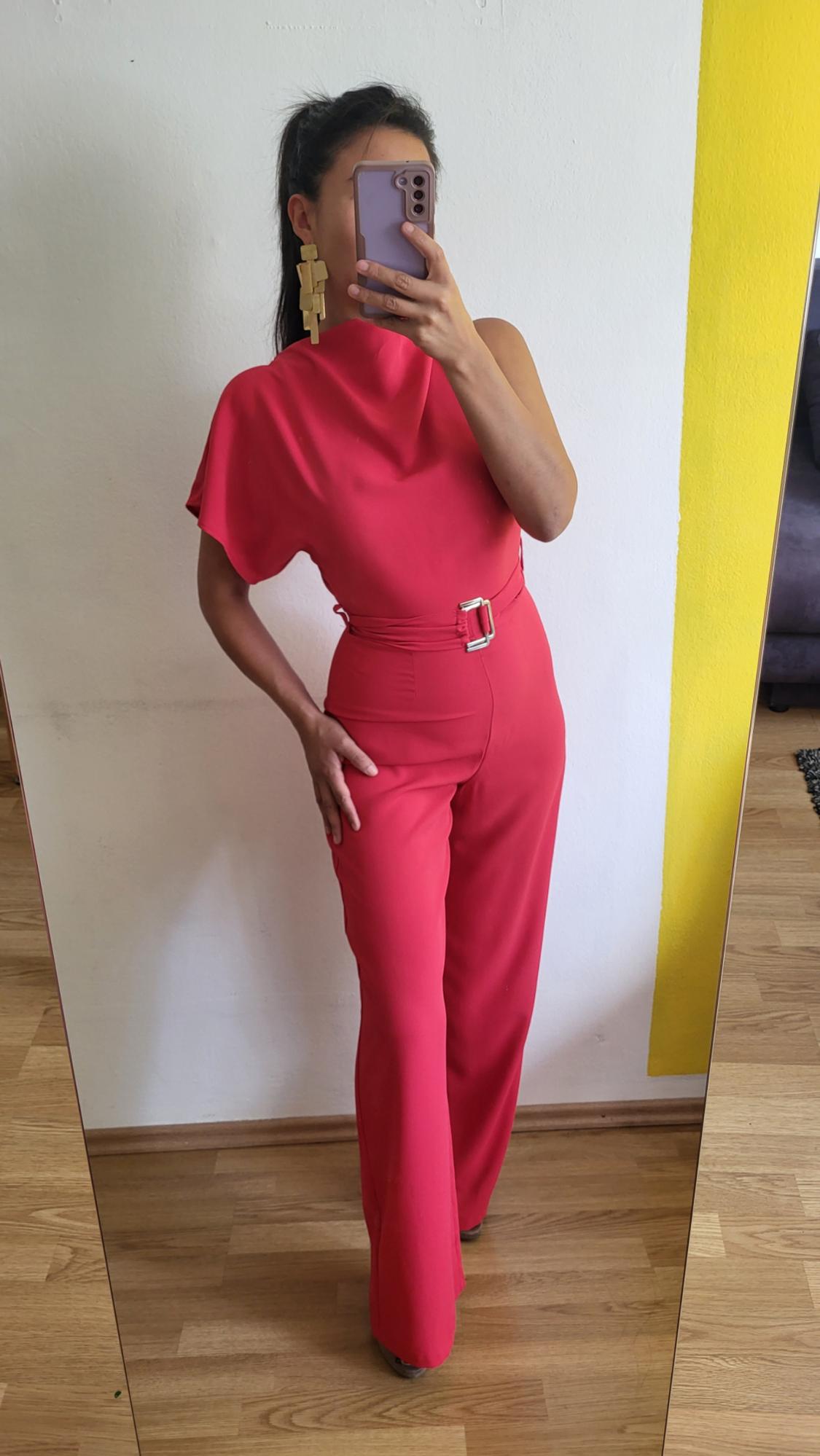ASYMMETRIC CREPE JUMPSUIT WITH BUCKLE - Image 3