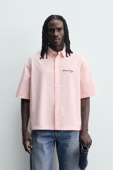 CHEMISE À RAYURES IMPRIMÉ COMBINÉ - Rose de Zara - Image 1