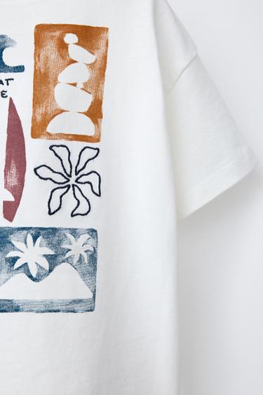 PRINTED AND EMBROIDERED T-SHIRT - White by Zara - Image 3