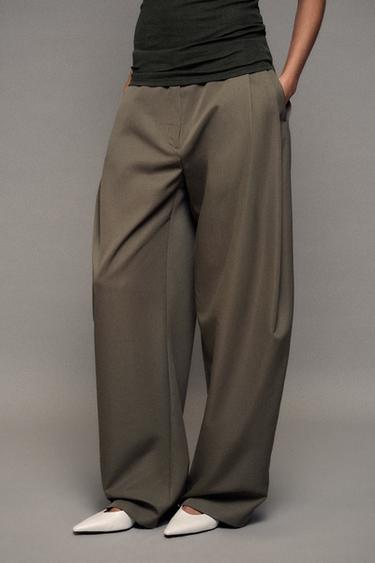 ZW COLLECTION PLEATED WIDE-LEG PANTS — Greenish 2