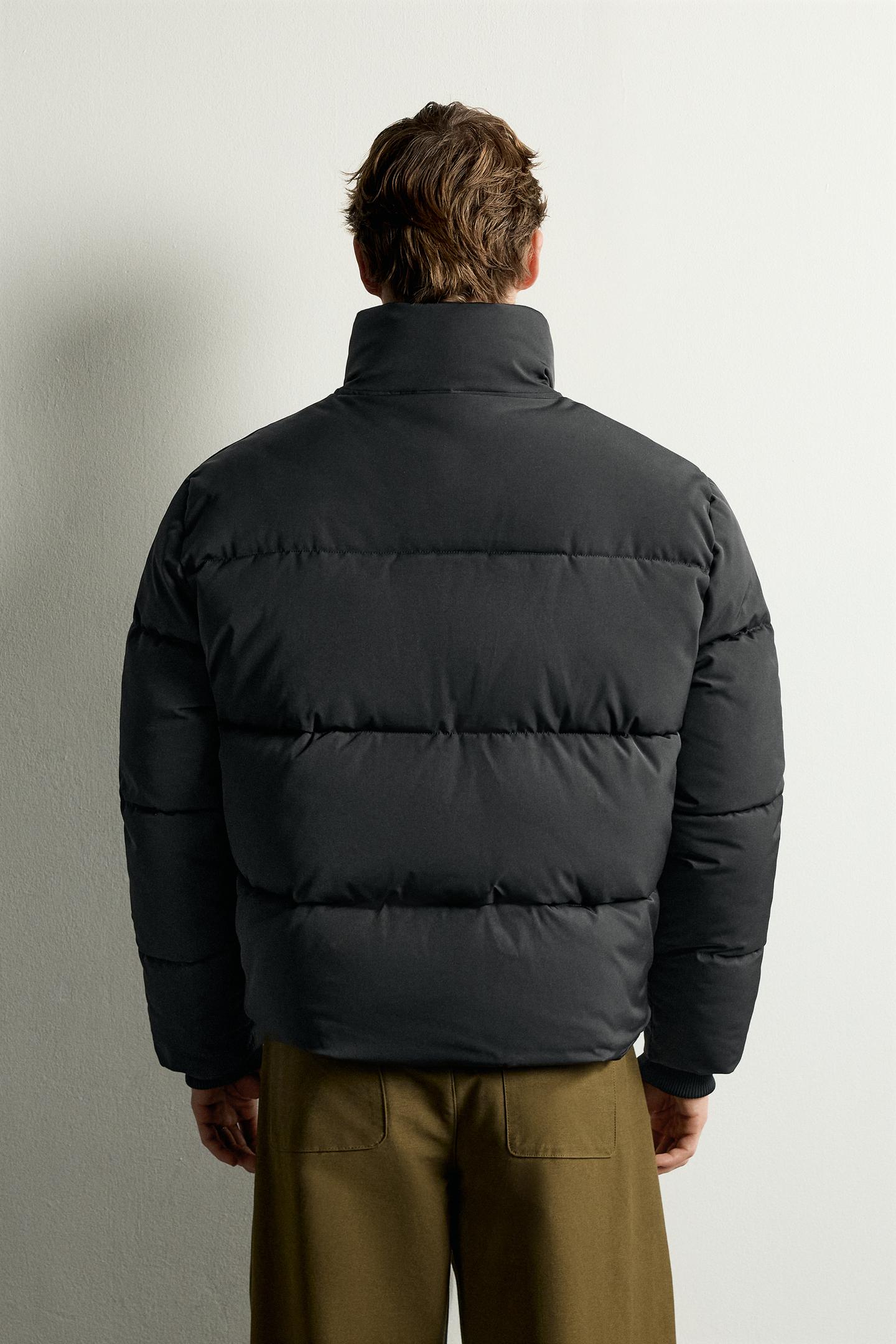 Куртка Zara Water-Repellent Puffer, цвет: Чёрный — фото 3