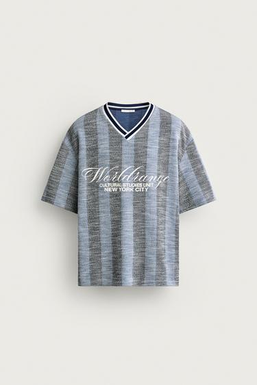 RETRO FOOTBALL JACQUARD EMBROIDERED SWEATSHIRT - blue/black by Zara