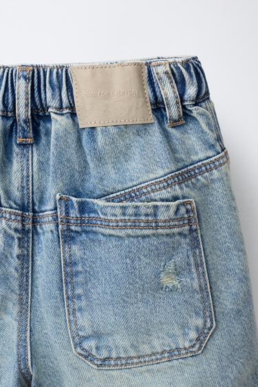RIPPED DENIM BERMUDA SHORTS - Mid-blue by Zara - Image 3