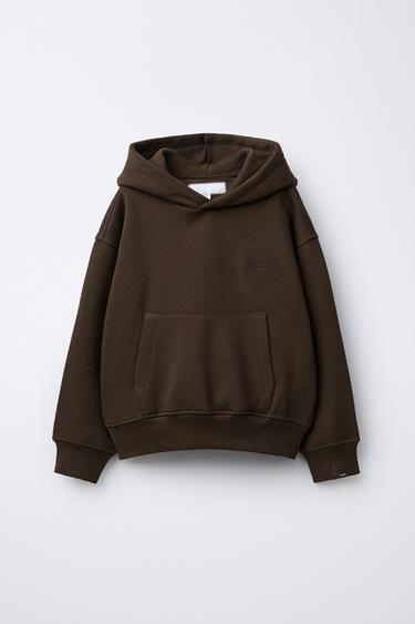 ENSEMBLE SWEAT À CAPUCHE ET PANTALON WIDE LEG BRODÉ - Marron de Zara - Image 1