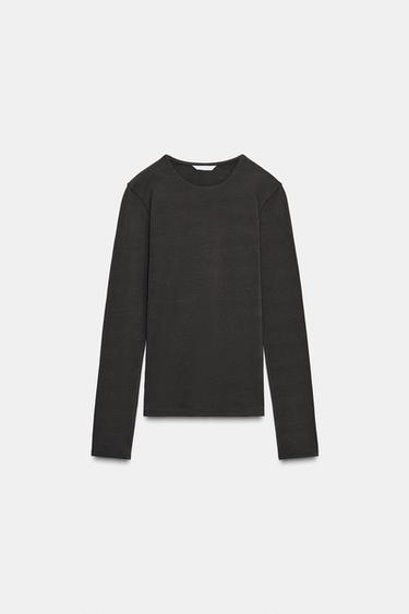 BASIC-T-SHIRT AUS BAUMWOLLE - Graphit von Zara