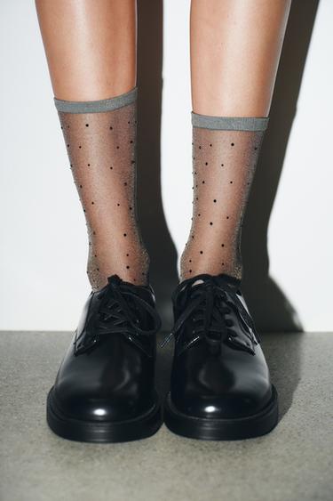 MEIAS DE CANO ALTO STRASS - Cinzento da Zara