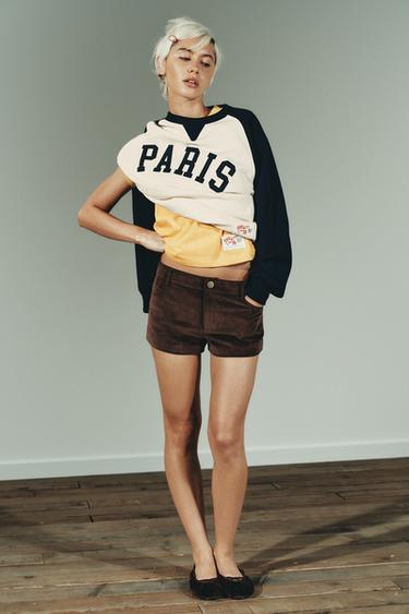 SHORT MINI EFFET DAIM - Marron de Zara - Image 2