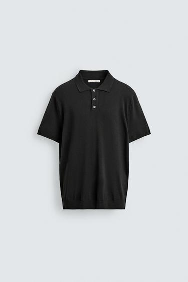 ÁO POLO DỆT KIM DÁNG REGULAR FIT - Màu đen từ Zara