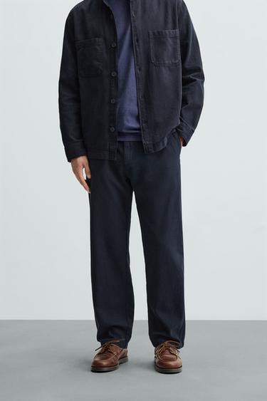 COTTON/LINEN TROUSERS - Bluish by Zara
