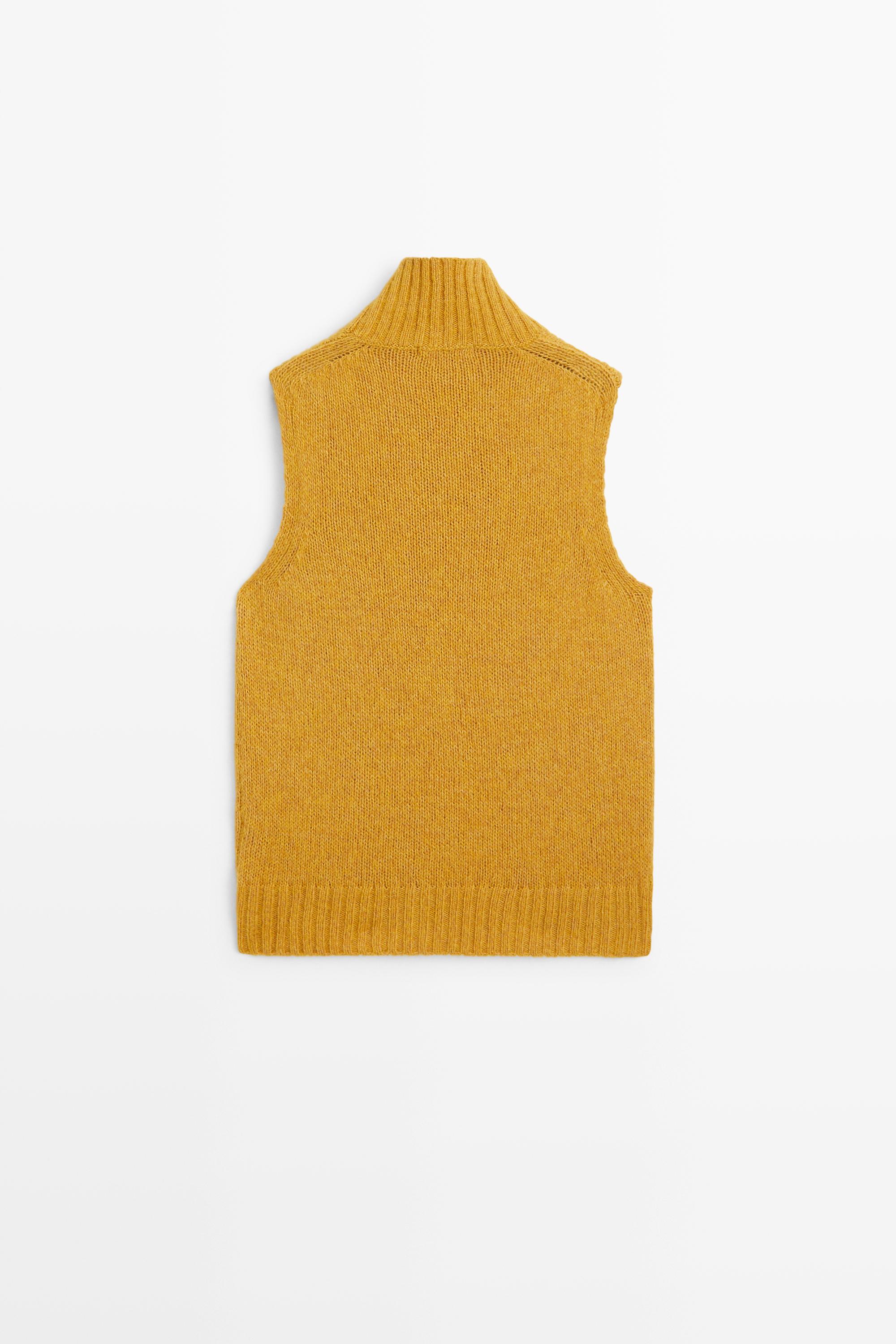 Wool-blend knit turtleneck vest