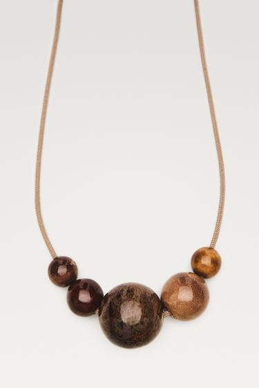Zara Ceramic bead necklace - Brown