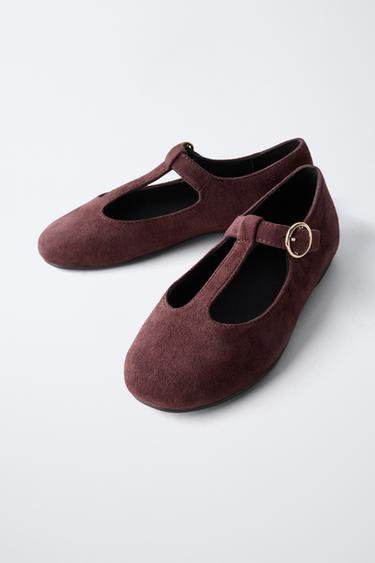 SUEDE T-BAR SHOES - Brown by Zara - Image 2