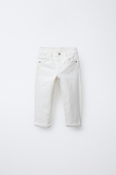Zara REGULAR TWILL PANTS - Ecru