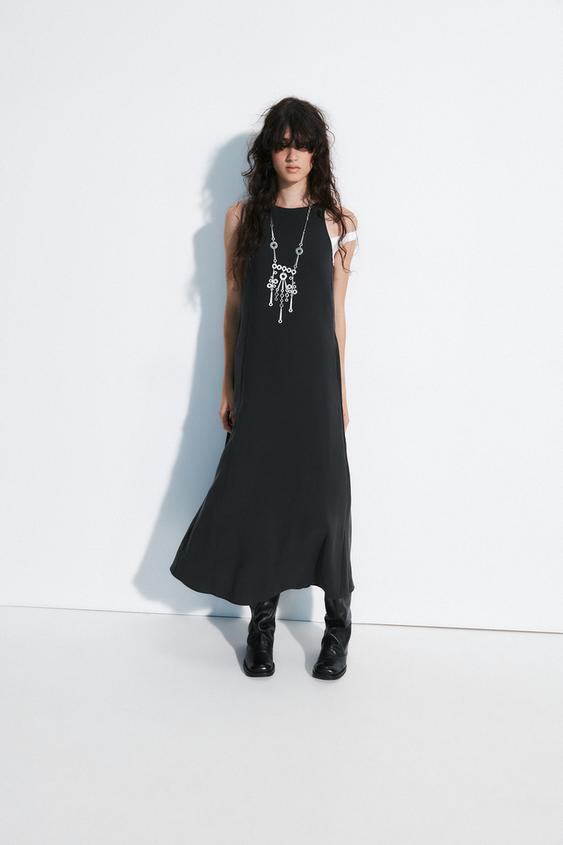 VESTIDO MIDI FLUIDO - Negro de Zara - Imagen 0