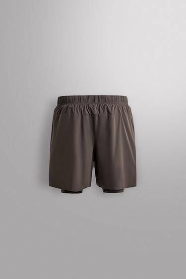 2-IN-1 TRAINING SHORTS - Taupe grey by Zara - Image 1