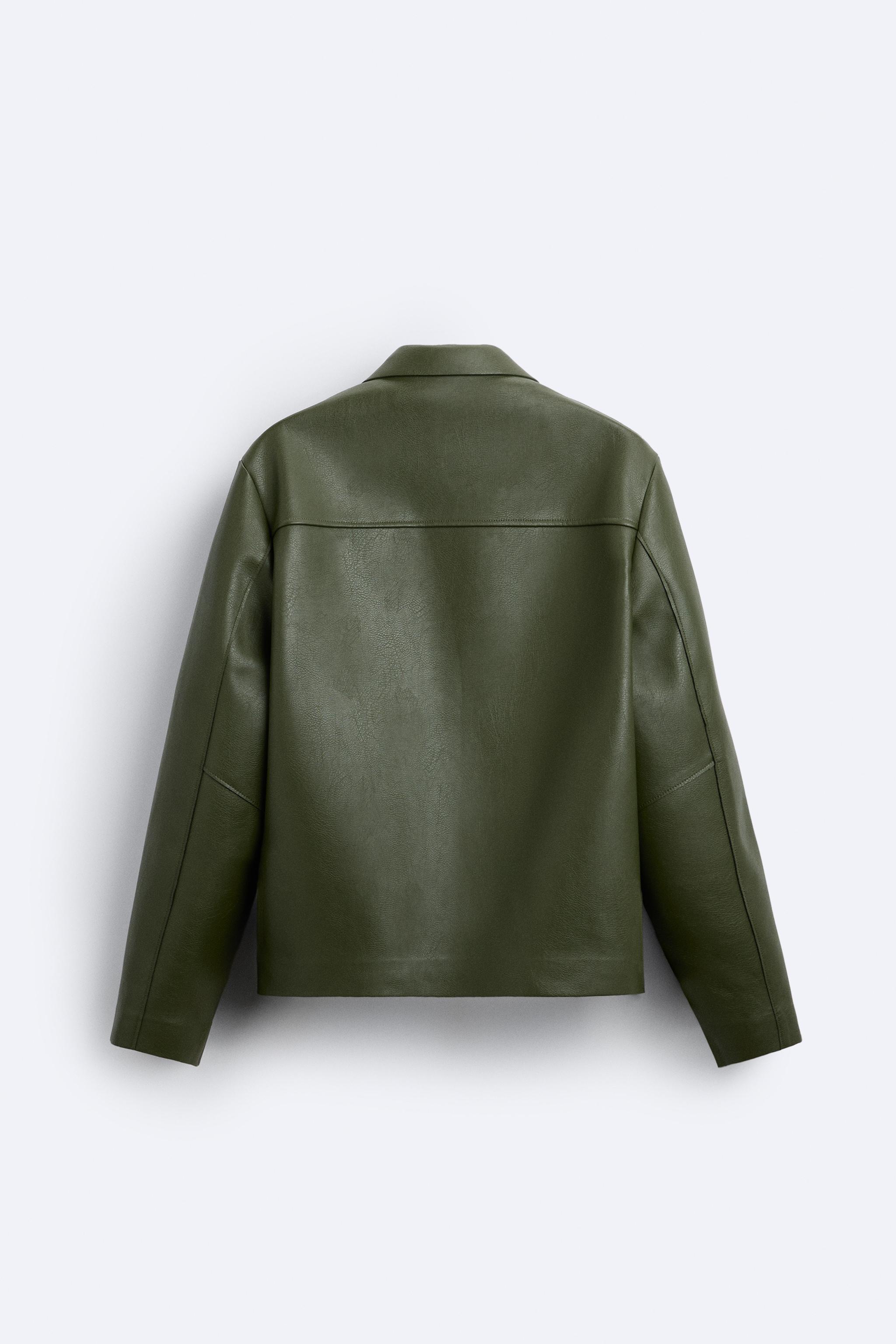 FAUX LEATHER OVERSHIRT - Green