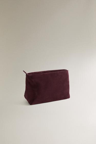 TROUSSE DE TOILETTE CUIR DAIM - Bordeaux de Zara - Image 1