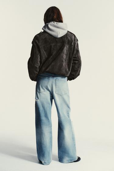 TRF RIPPED MID-WAIST BAGGY JEANS - Light blue by Zara - Image 4