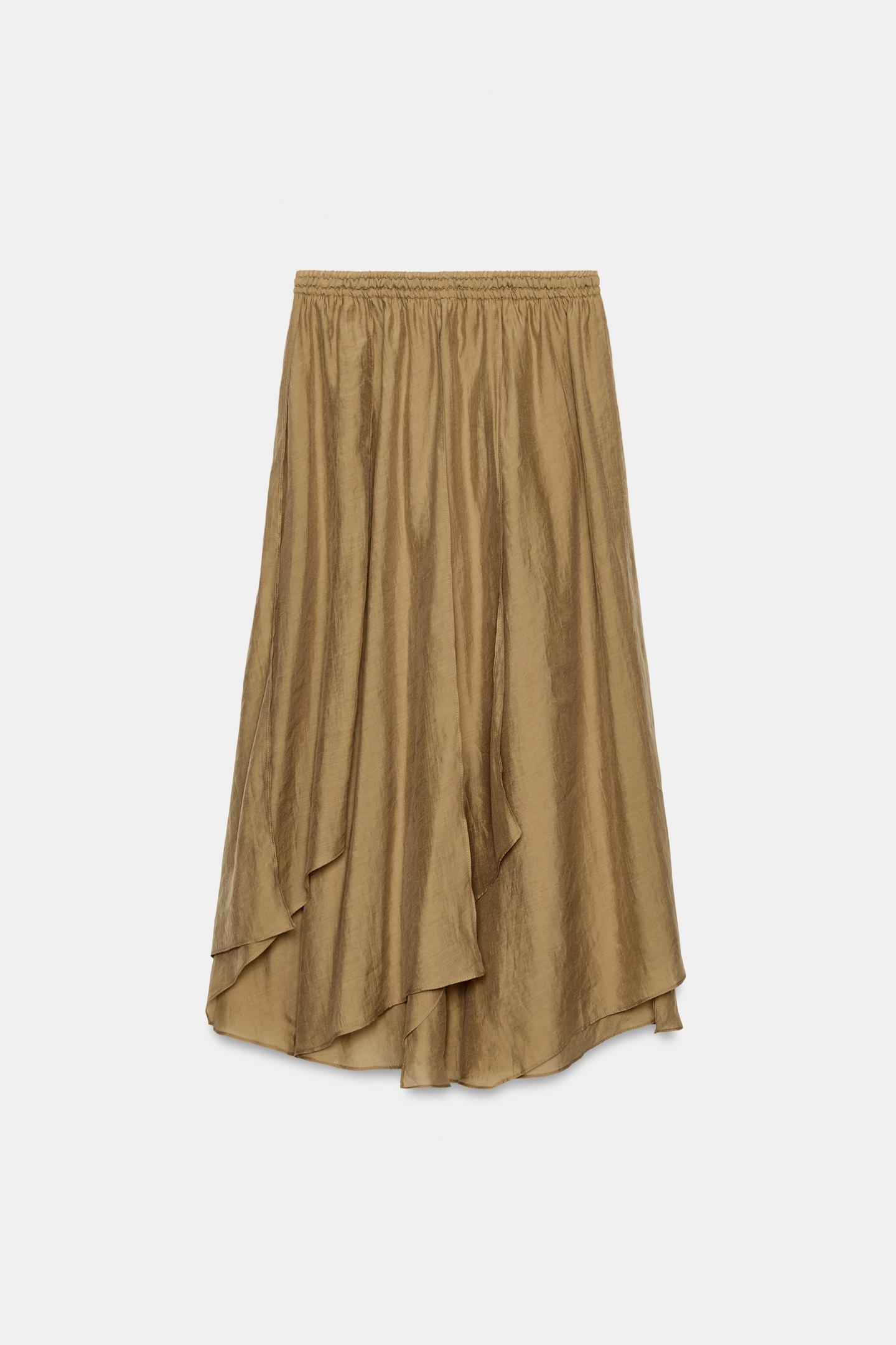 Женская юбка Zara ZW Collection Ruffled, цвет: Карамельный — фото 6
