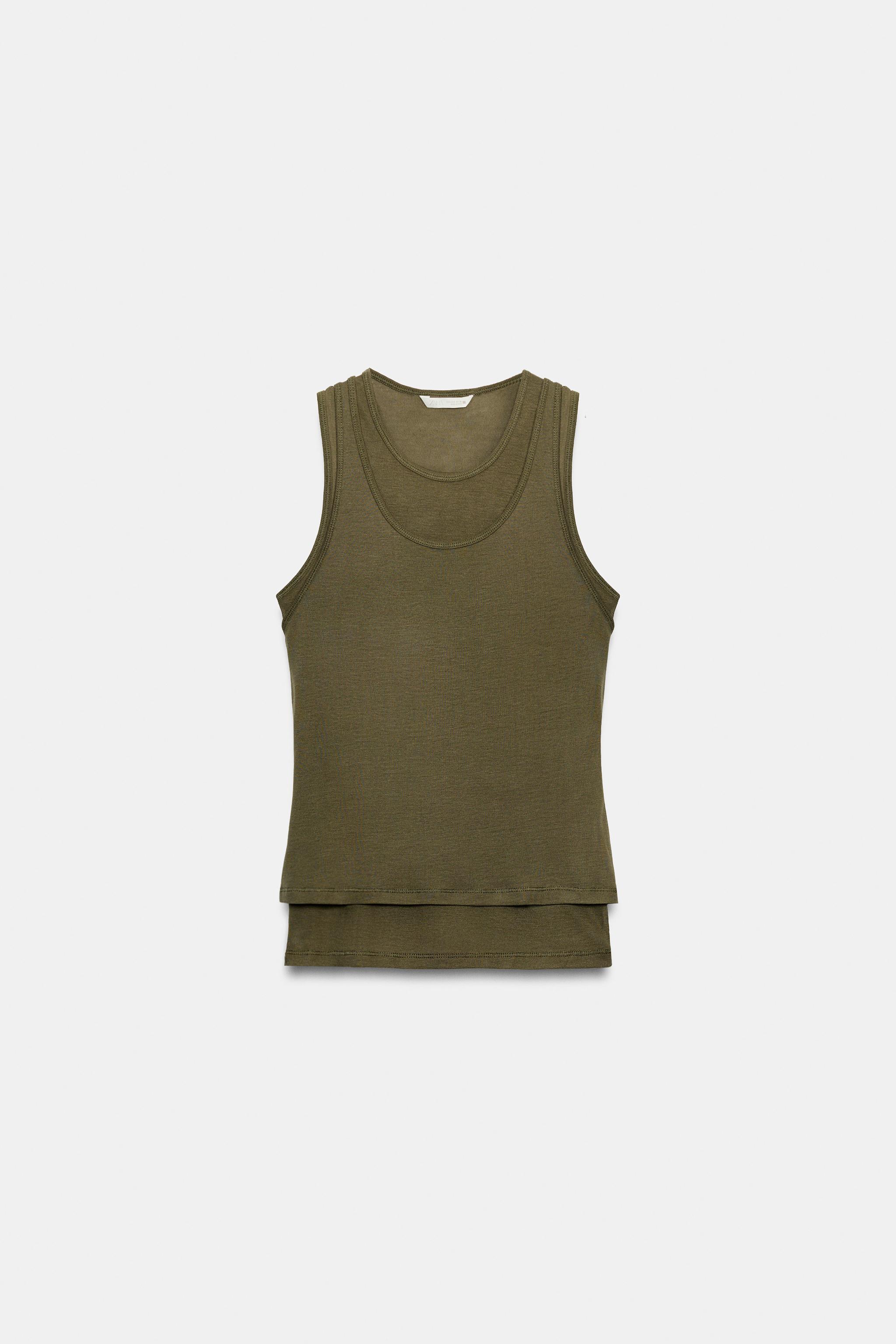 ÇİFT KOLSUZ EFEKTLİ T-SHIRT - Görsel 4
