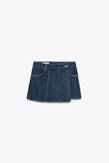 QUẦN VÁY DENIM Z1975 VẠT ĐẮP CHÉO - Xanh dương từ Zara