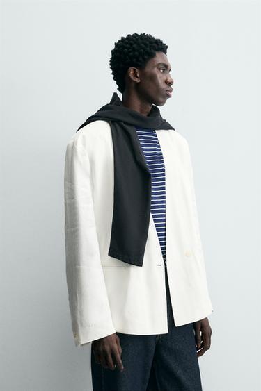 100% LINEN SUIT BLAZER - White by Zara