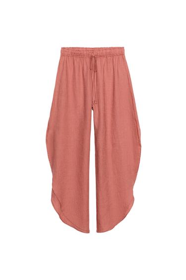 100% LINEN TROUSERS WITH VENTS ZW COLLECTION - Coral by Zara