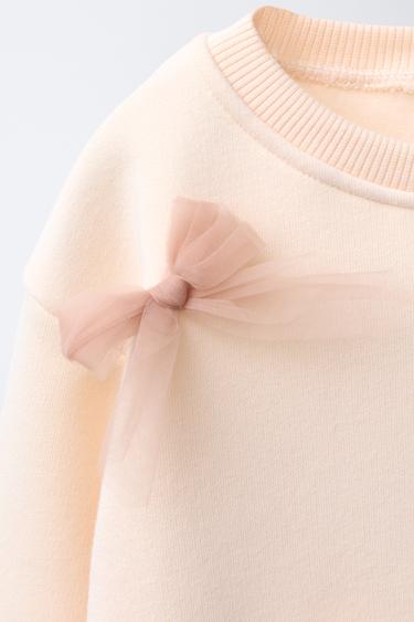 TULLE BOW SWEATSHIRT - Pastel pink by Zara - Image 2