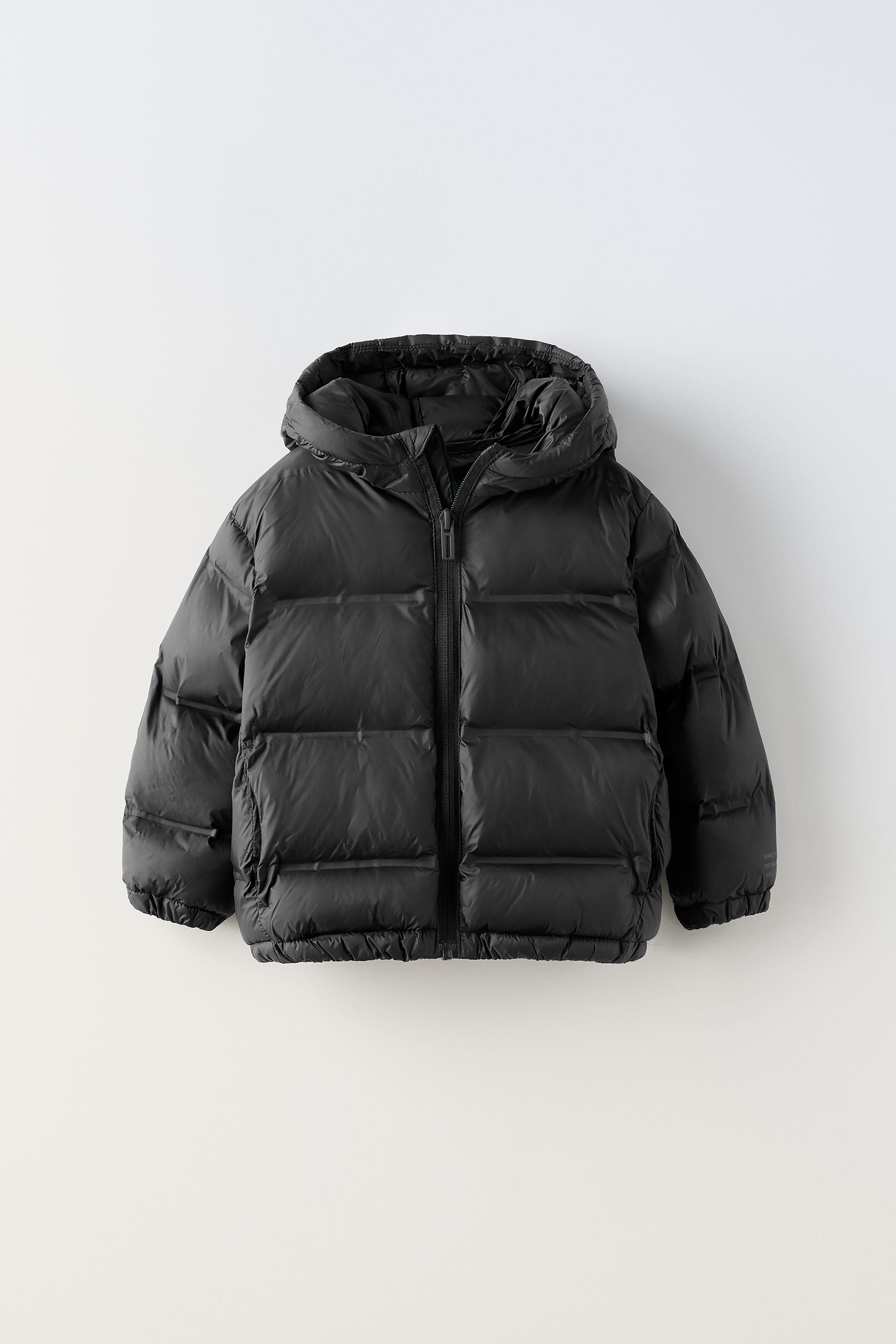 Black puffer coat zara on sale