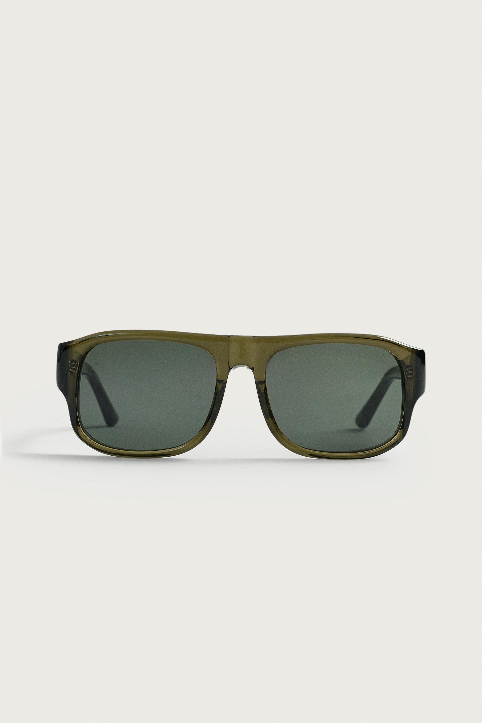 RECTANGULAR SUNGLASSES — Olive green
