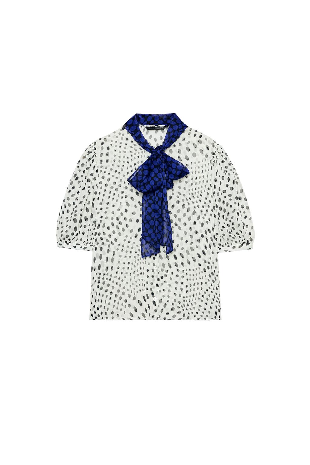 CONTRAST BOW POLKA DOT BLOUSE - image 3