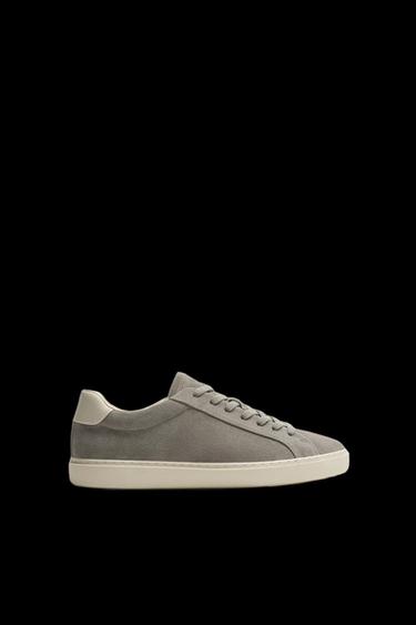 LEATHER HEEL DETAIL TRAINERS - Grey by Zara