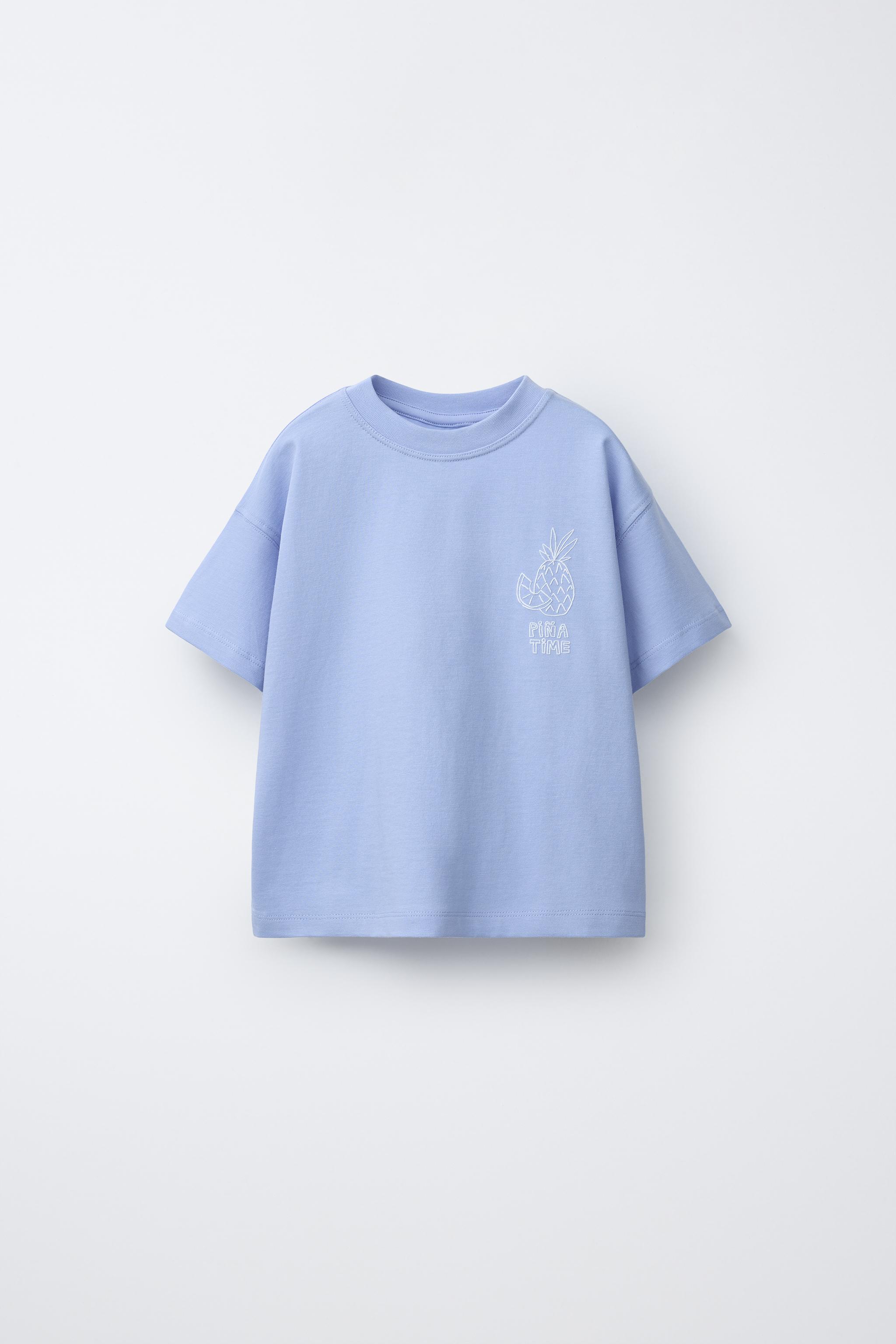 PRINTED T-SHIRT — Light blue