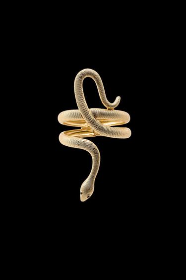 METAL SNAKESKIN PRINT BRACELET - Golden by Zara - Image 0