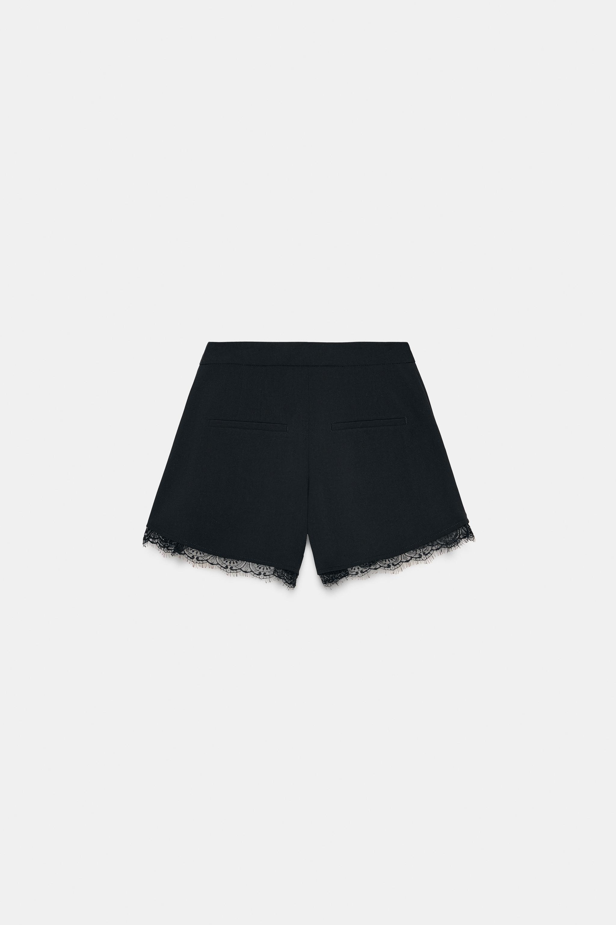 LACE TRIM SHORTS - Black | ZARA United States