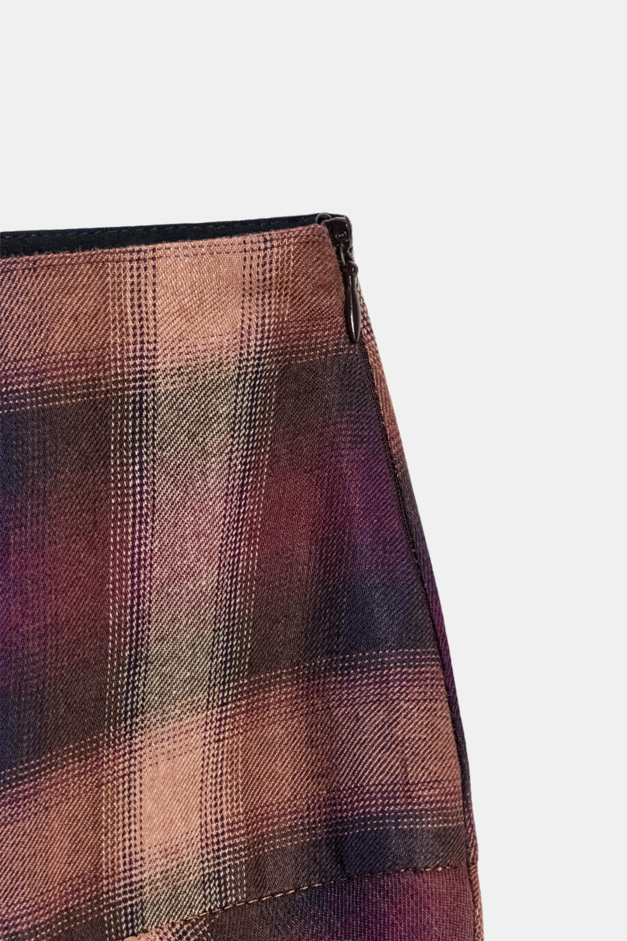 PLAID MIDI SKIRT WITH SLITS