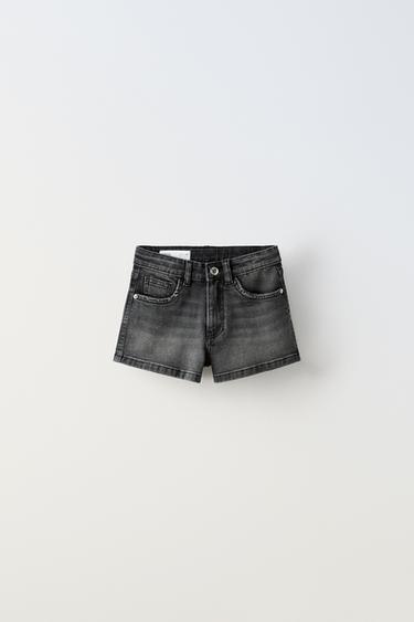 DENIM BERMUDA SHORTS WITH ELASTIC WAISTBAND - Black by Zara - Image 0