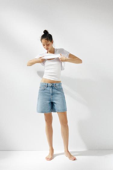BERMUDA DENIM TRF TIRO MEDIO - Índigo de Zara