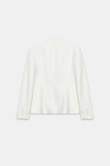 TAILORED BLAZER WITH SHOULDER PADS - Ecru by Zara - Image 7