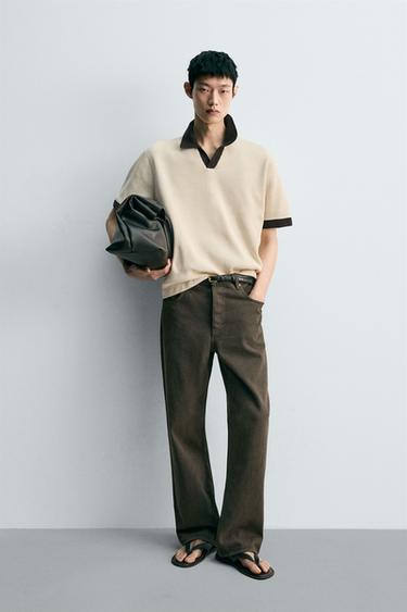 TEXTURED KNIT POLO SHIRT - Beige by Zara