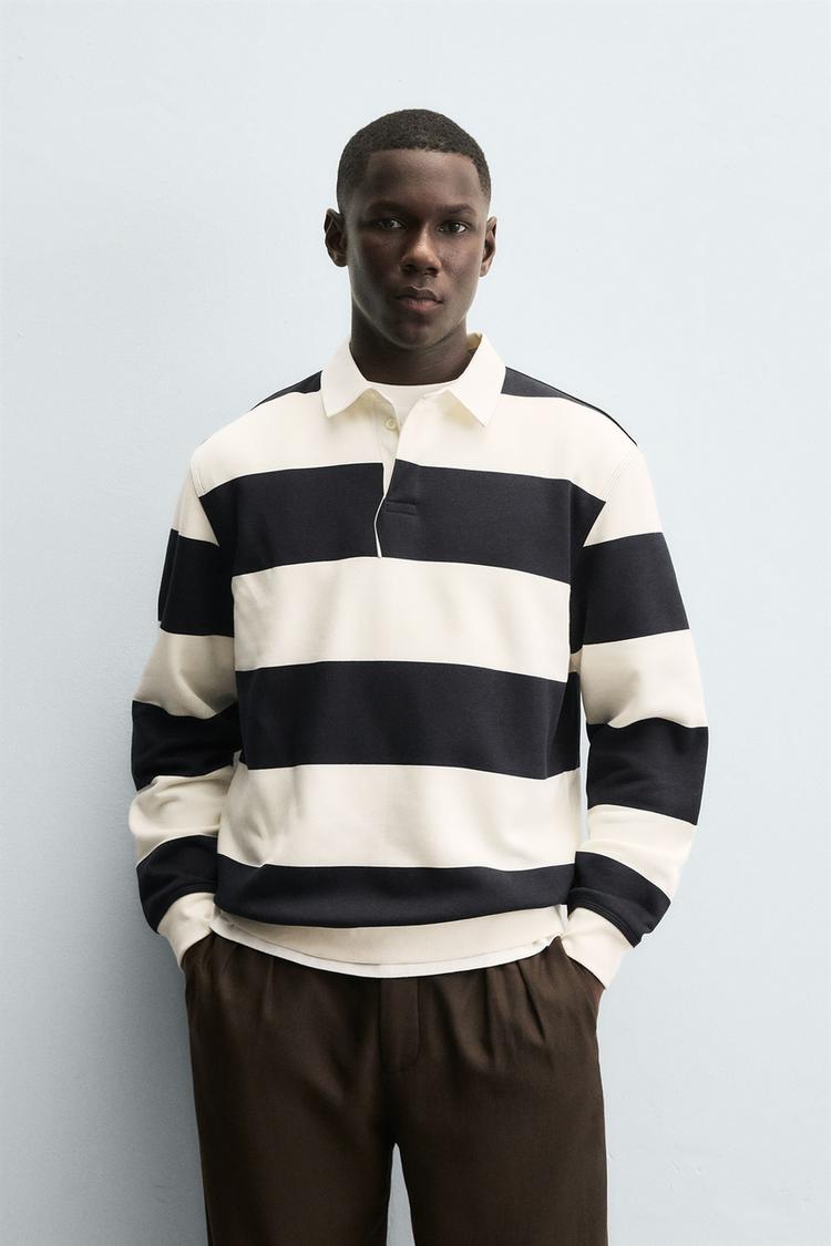 ZARA RUGBY SHIRT WITH CONTRAST COLLAR
