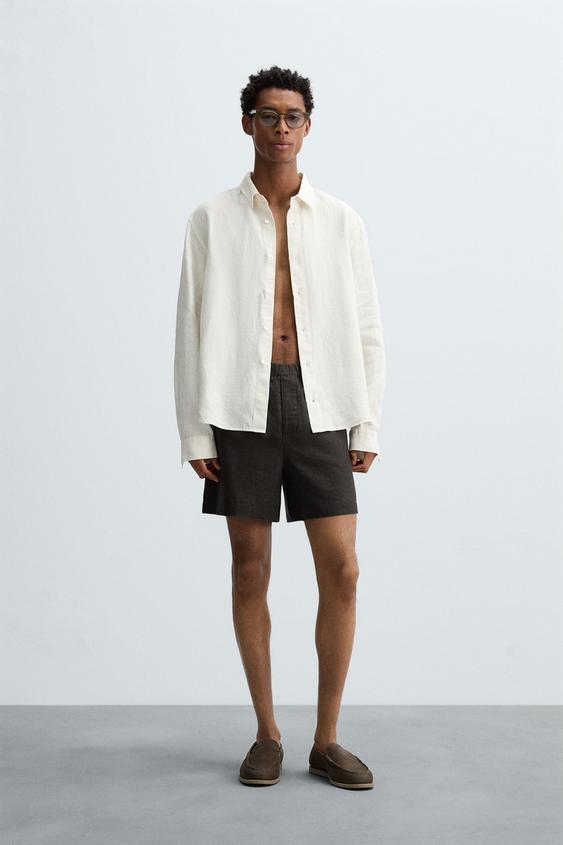 100% LINEN BERMUDA SHORTS